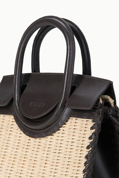 STAUD Handbags Maude Mini Wicker Carryall Natural Espresso