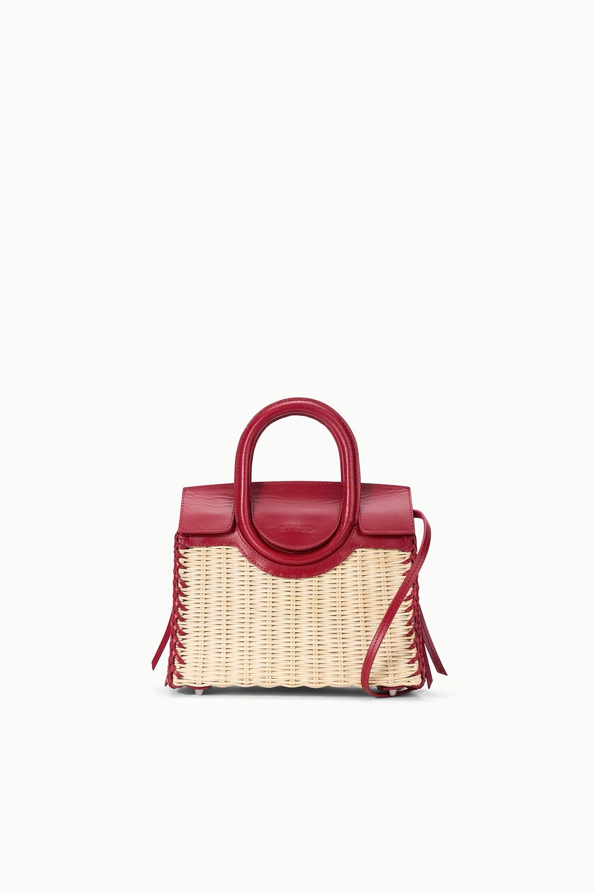 STAUD Handbags Maude Mini Wicker Carryall Natural Rouge