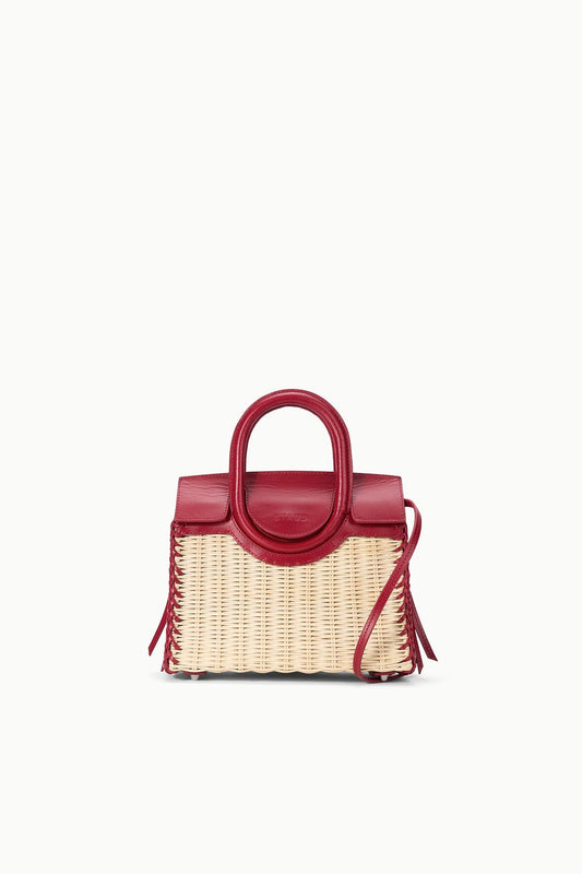 STAUD Handbags Maude Mini Wicker Carryall Natural Rouge