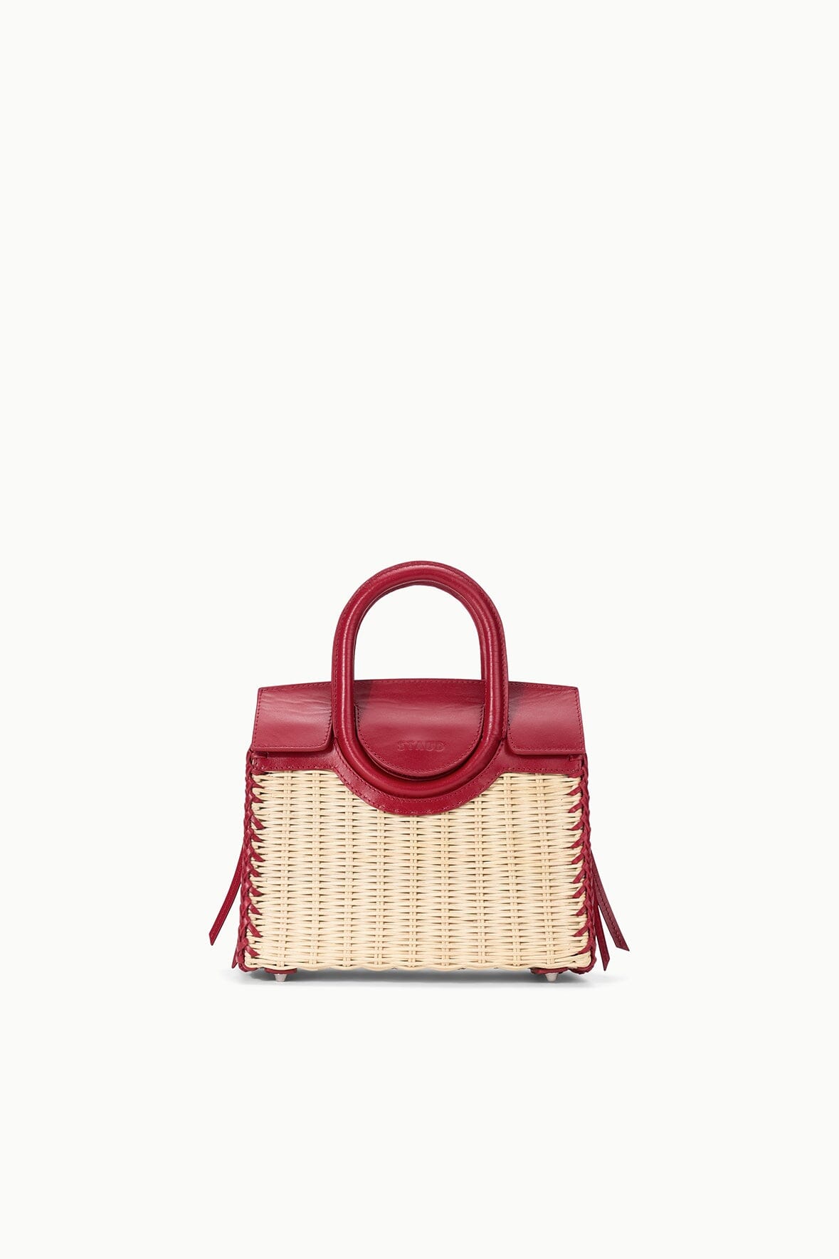 STAUD Handbags Maude Mini Wicker Carryall Natural Rouge