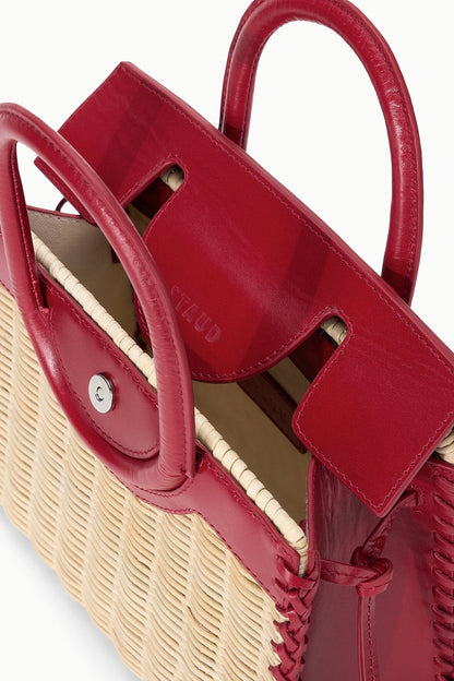STAUD Handbags Maude Mini Wicker Carryall Natural Rouge
