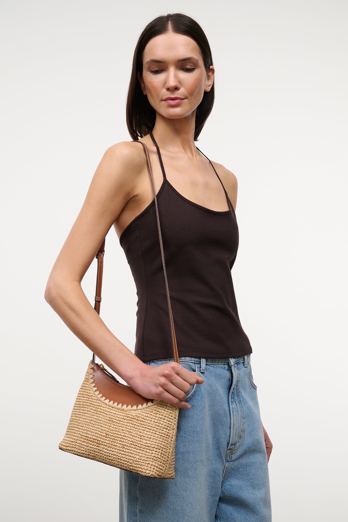 STAUD Handbags Rowey Raffia Bag Natural Tan