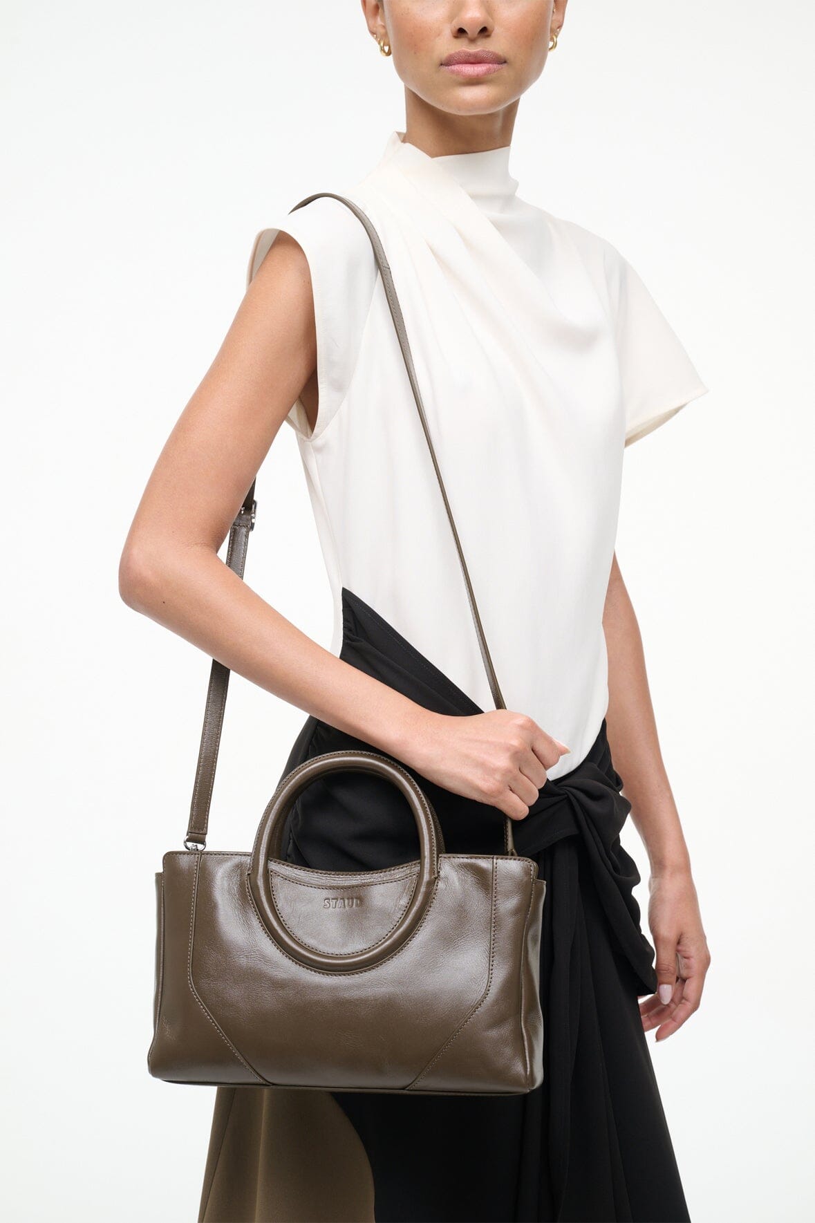 STAUD Handbags Maude Mini Satchel Bag Truffle