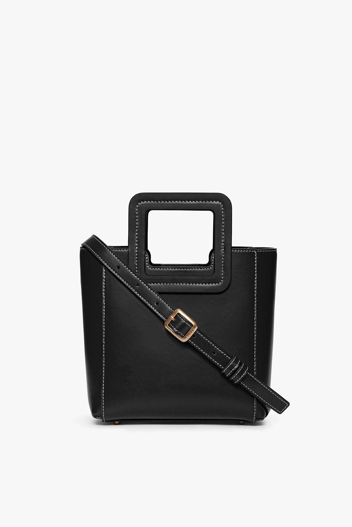 STAUD Handbags Mini Shirley Leather Bag - Black