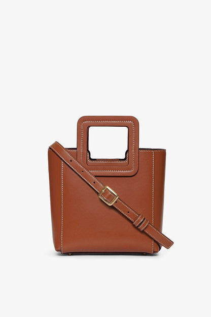 STAUD Handbags Mini Shirley Leather Bag - Saddle
