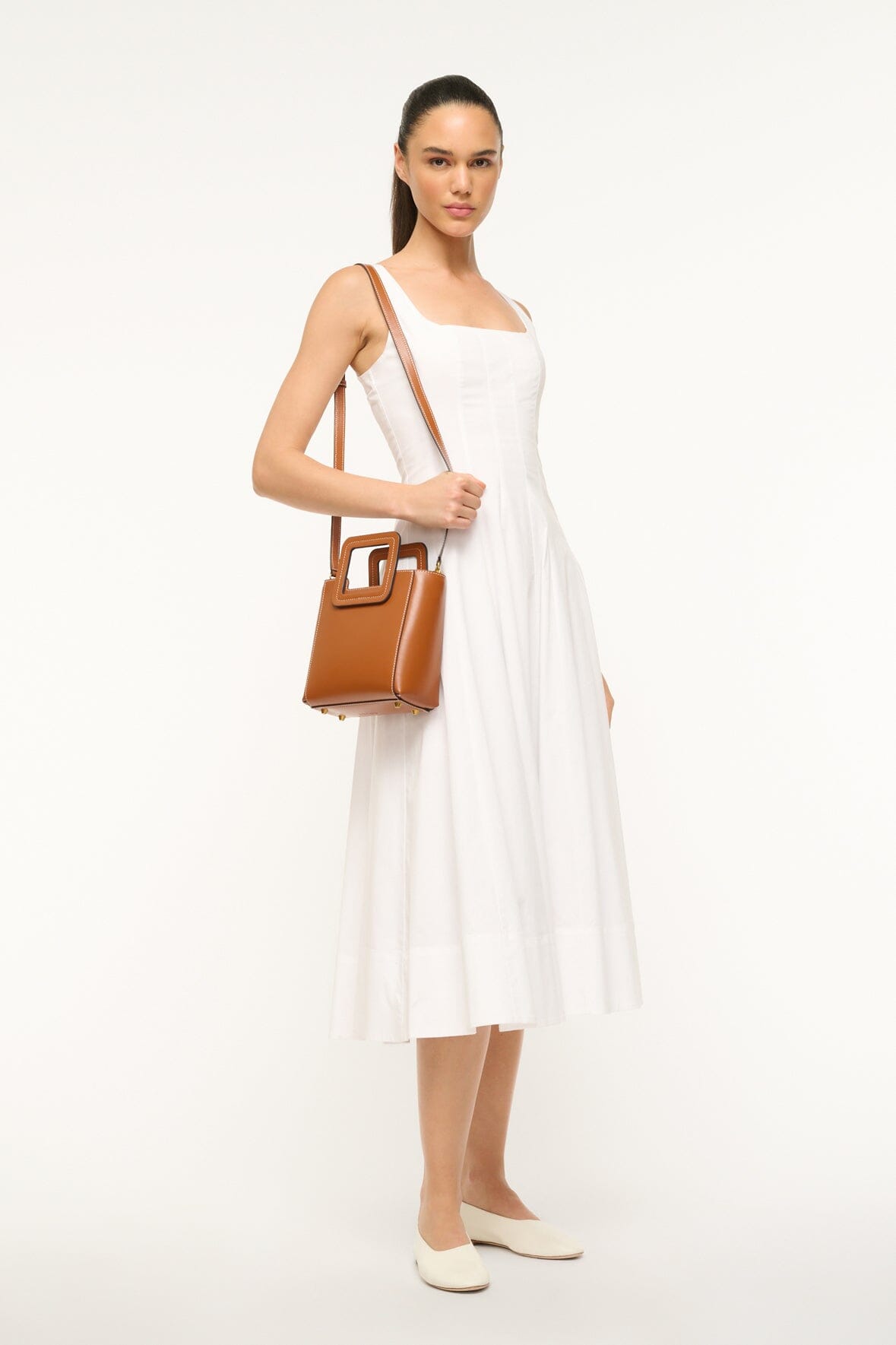 STAUD Handbags Mini Shirley Leather Bag - Saddle