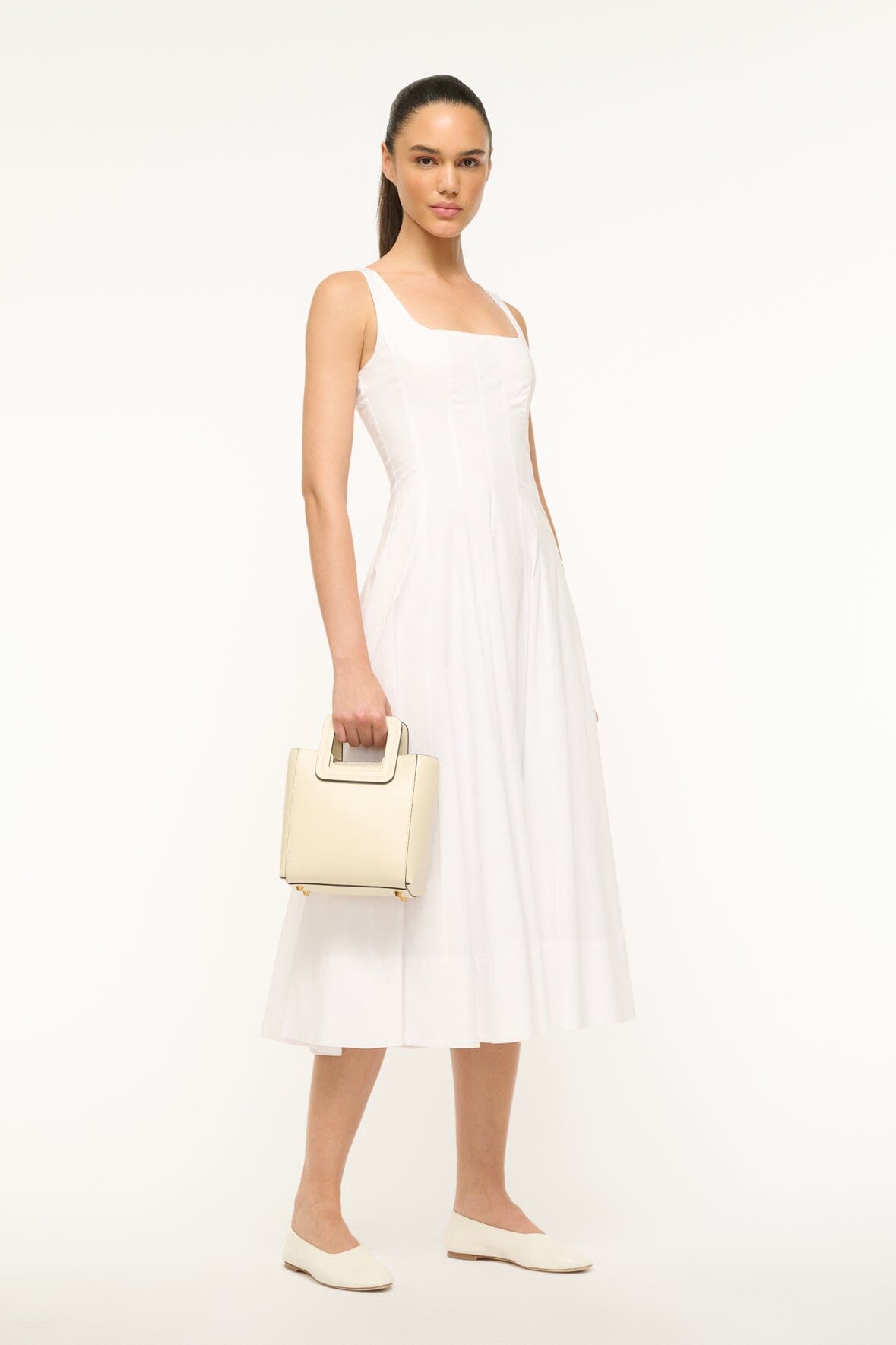 STAUD Handbags Mini Shirley Leather Bag - Cream