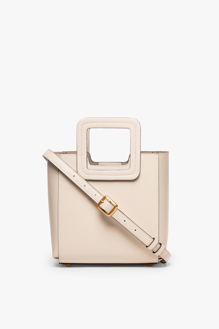 STAUD Handbags Mini Shirley Leather Bag - Cream
