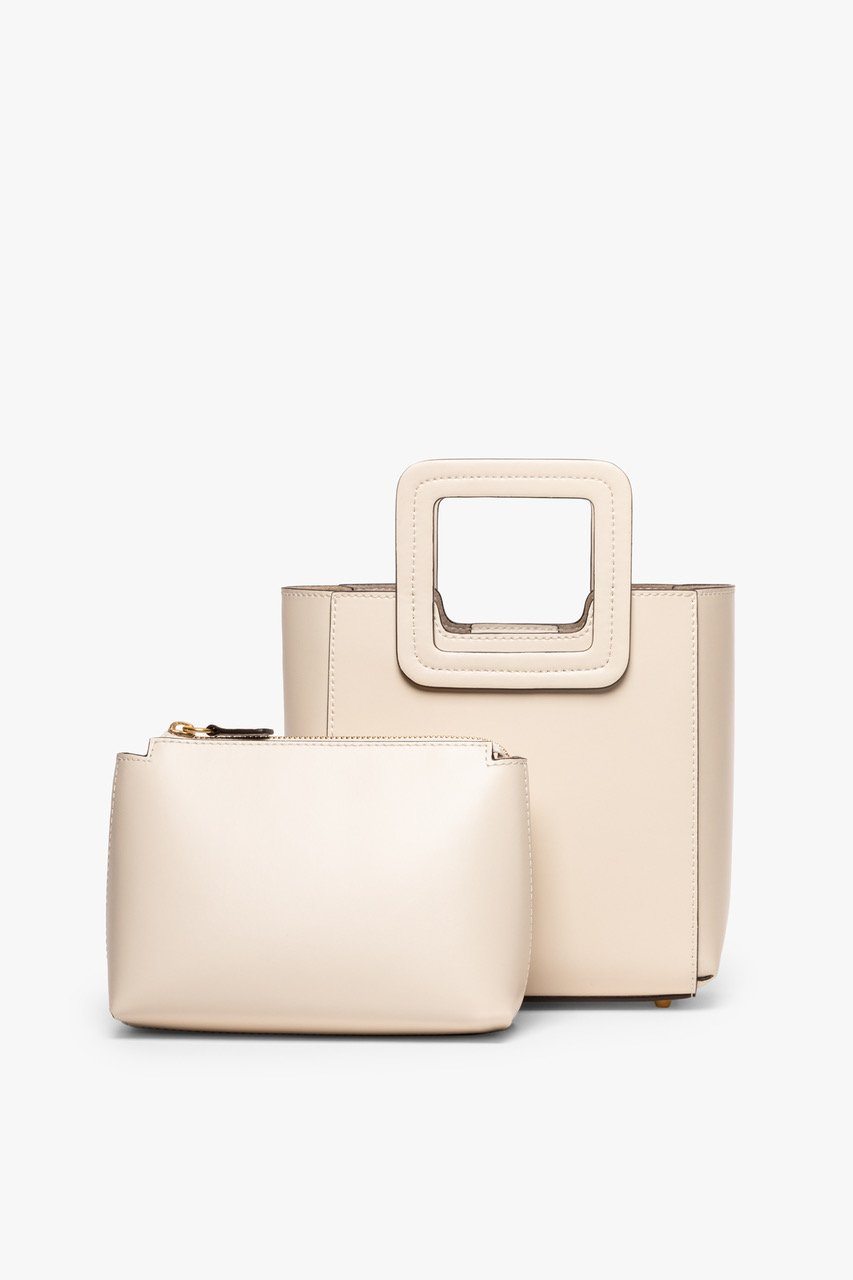 STAUD Handbags Mini Shirley Leather Bag - Cream