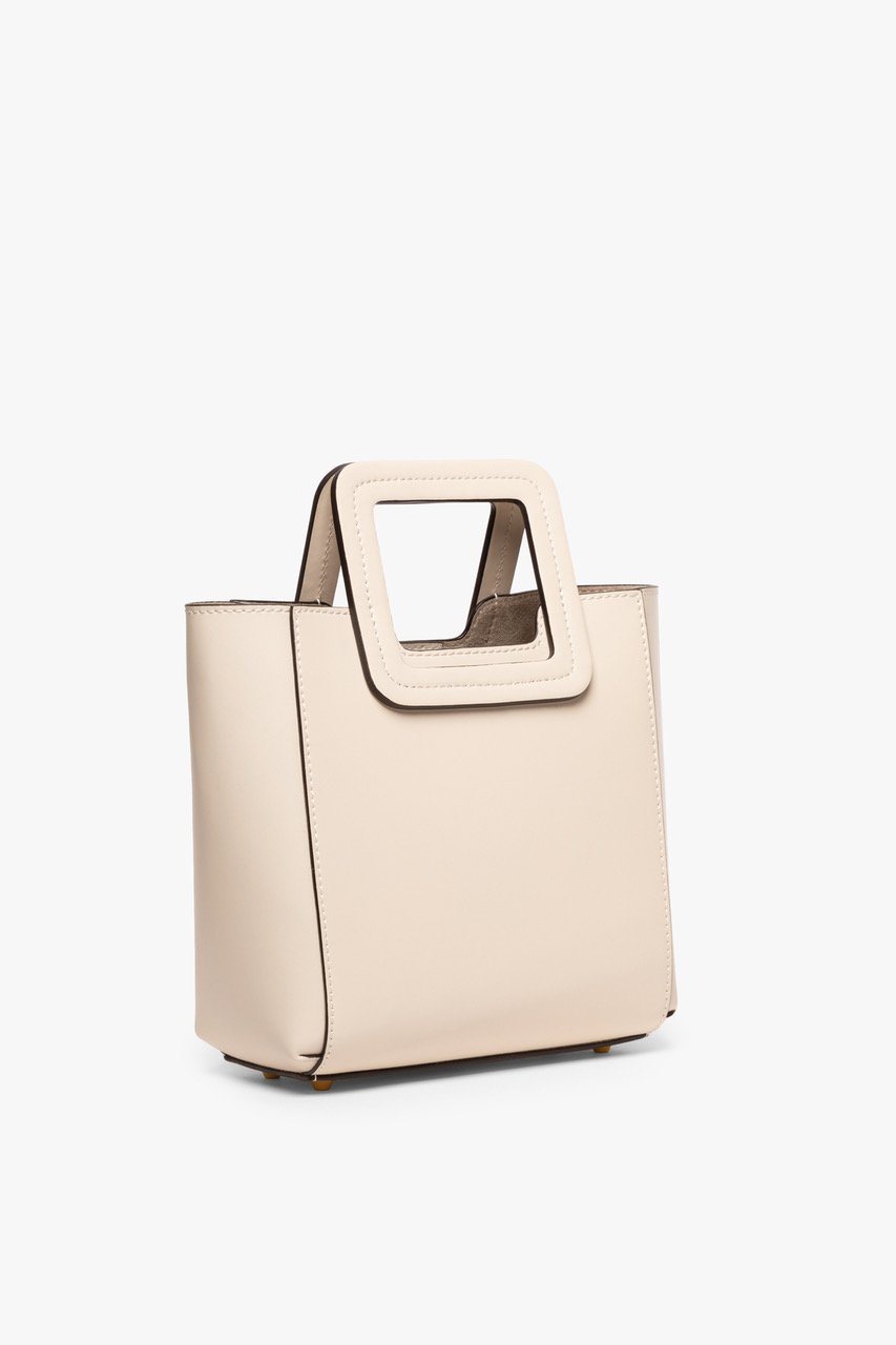 STAUD Handbags Mini Shirley Leather Bag - Cream