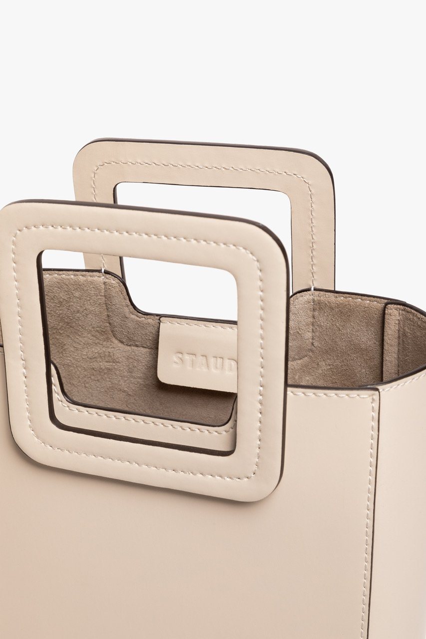 STAUD Handbags Mini Shirley Leather Bag - Cream