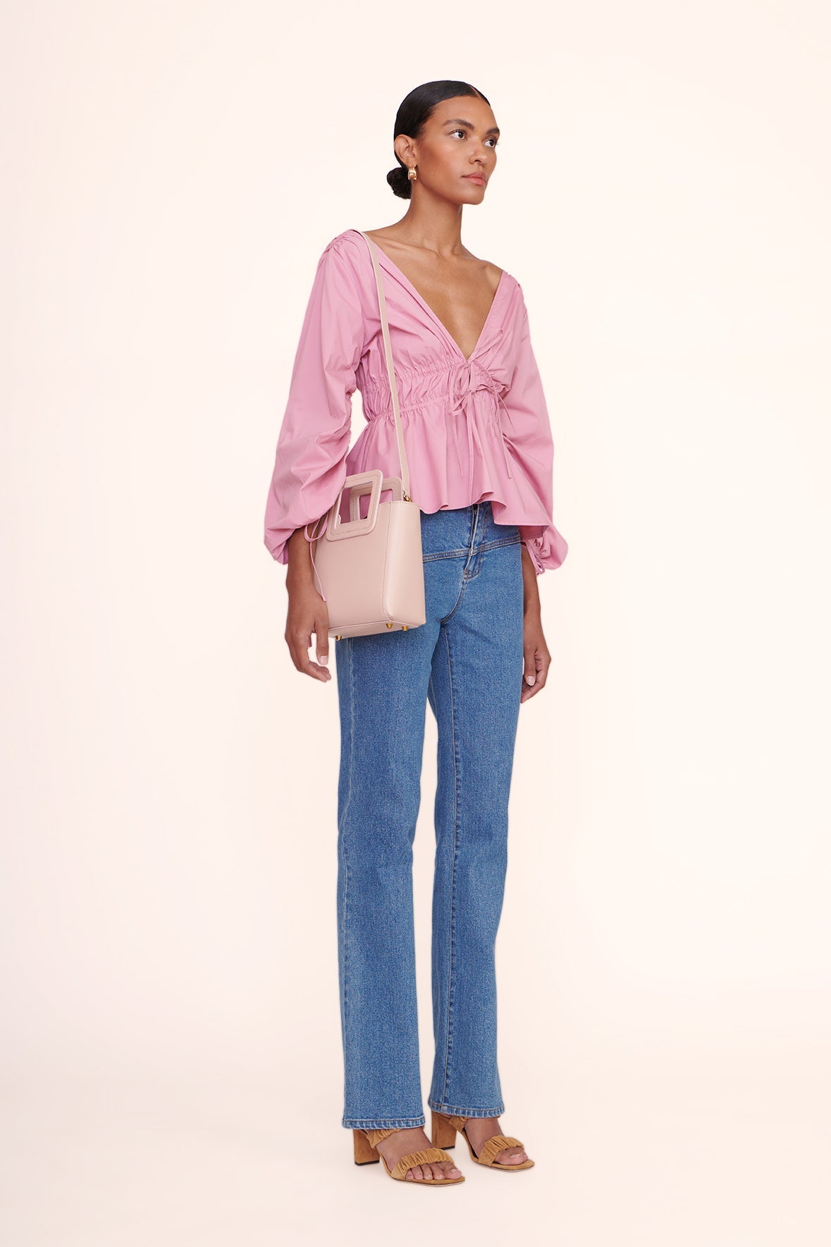 STAUD Handbags Mini Shirley Leather Bag - Blush