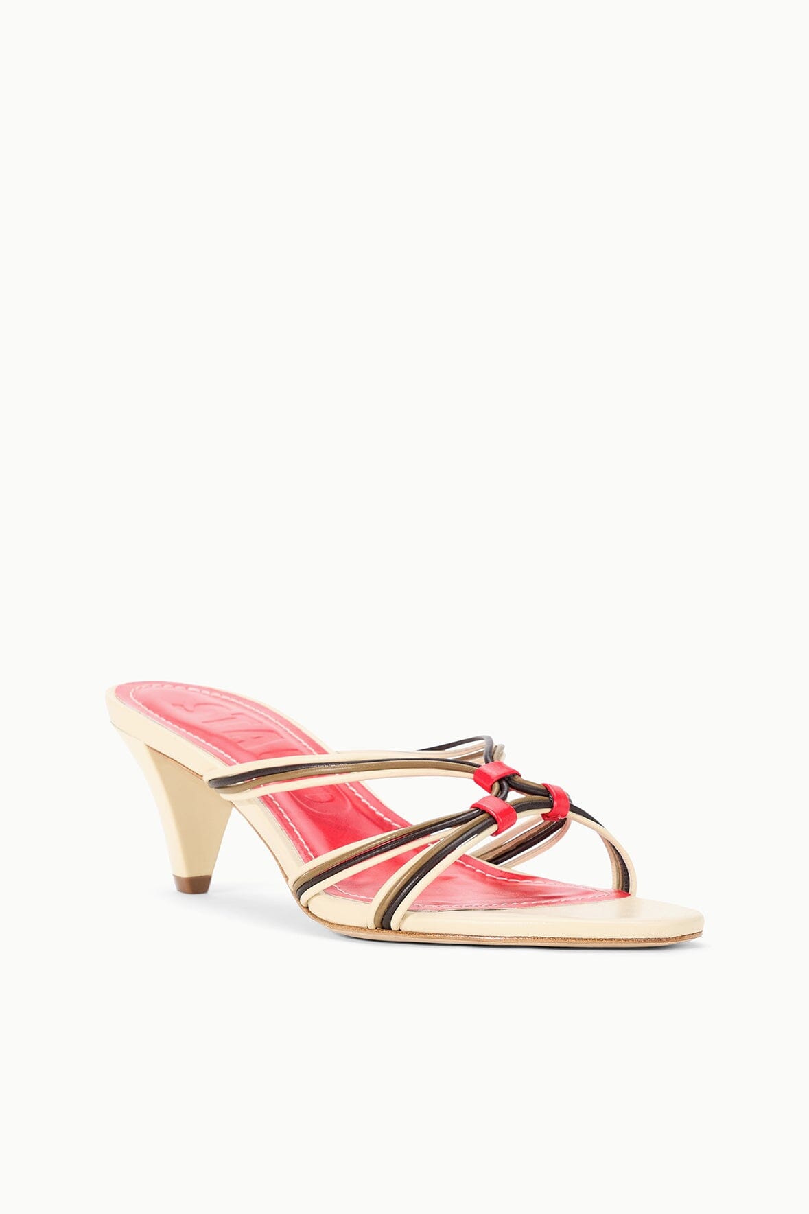 STAUD Shoes Carrie Mule Cream Red Rose