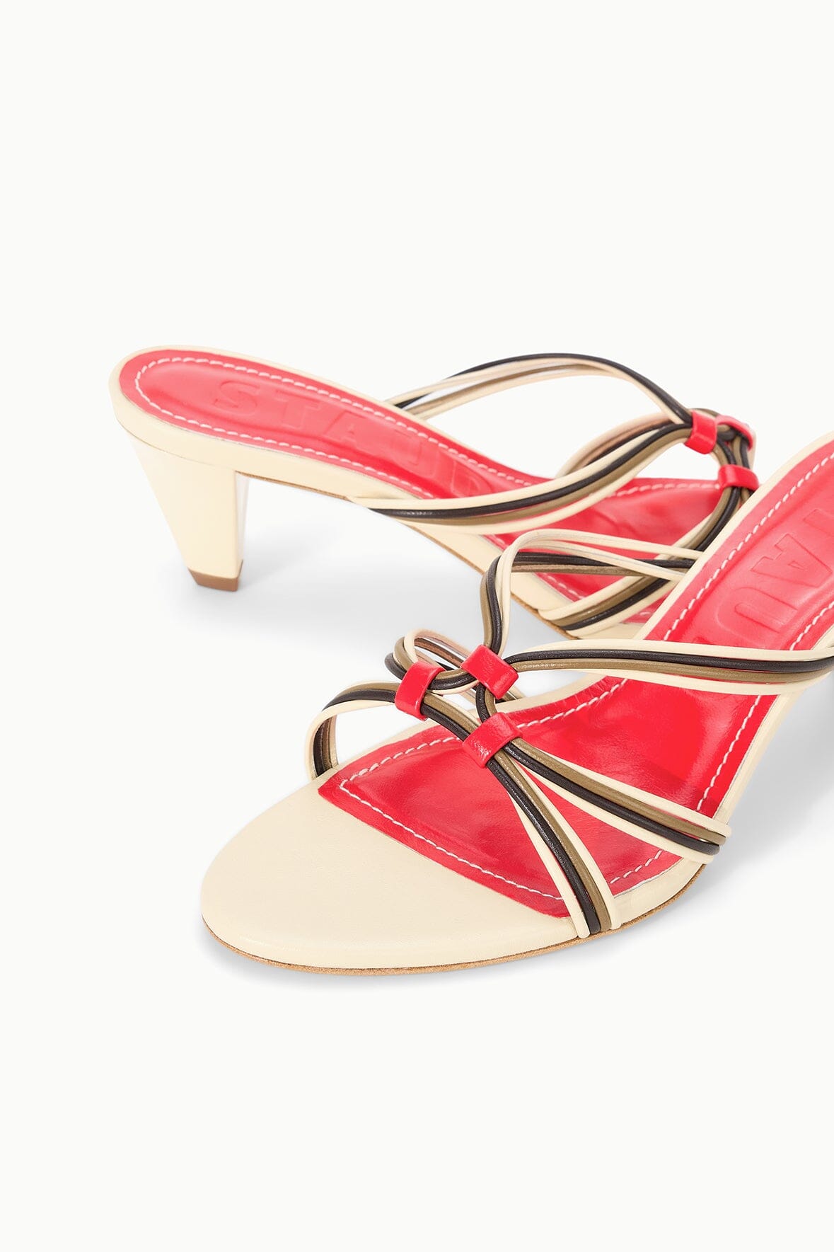 STAUD Shoes Carrie Mule Cream Red Rose