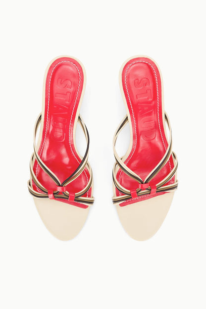STAUD Shoes Carrie Mule Cream Red Rose