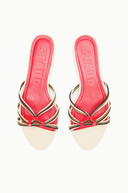 STAUD Shoes Carrie Sandal Cream Red Rose