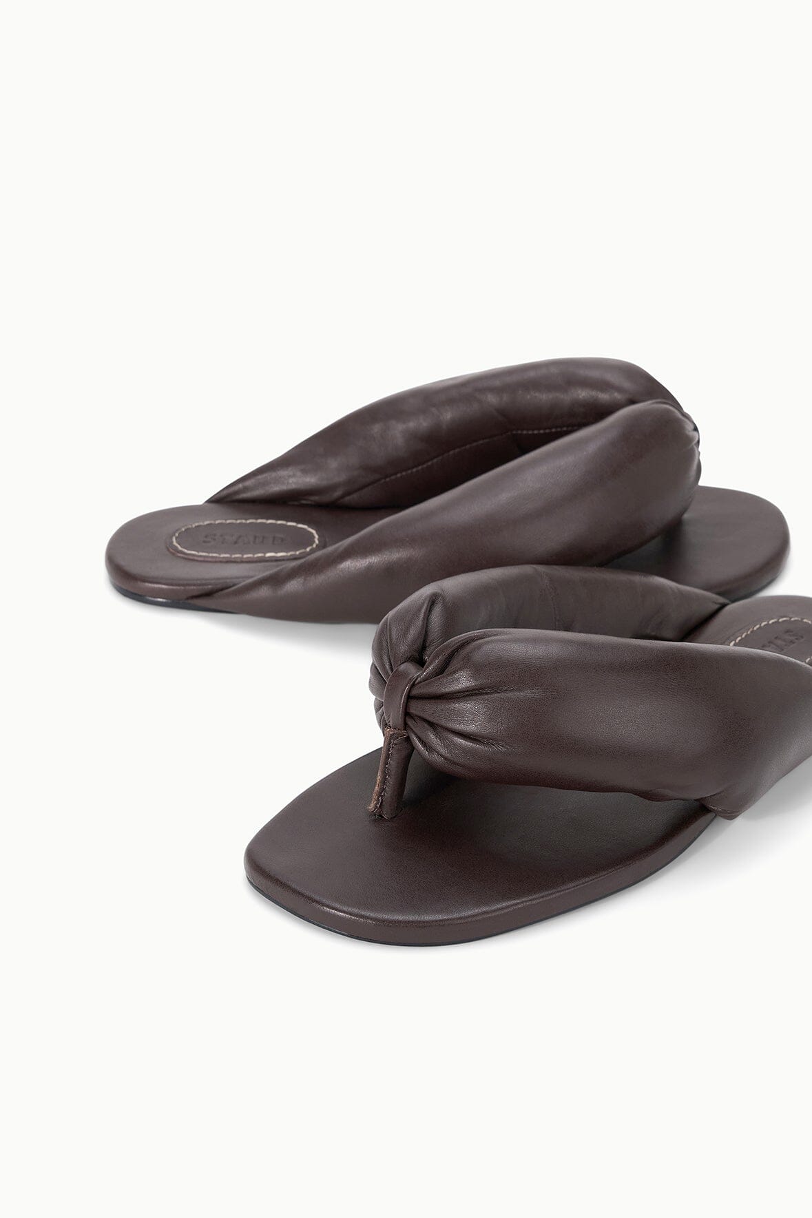 STAUD Shoes Juno Espresso Brown Puffy Leather Sandals - Staud