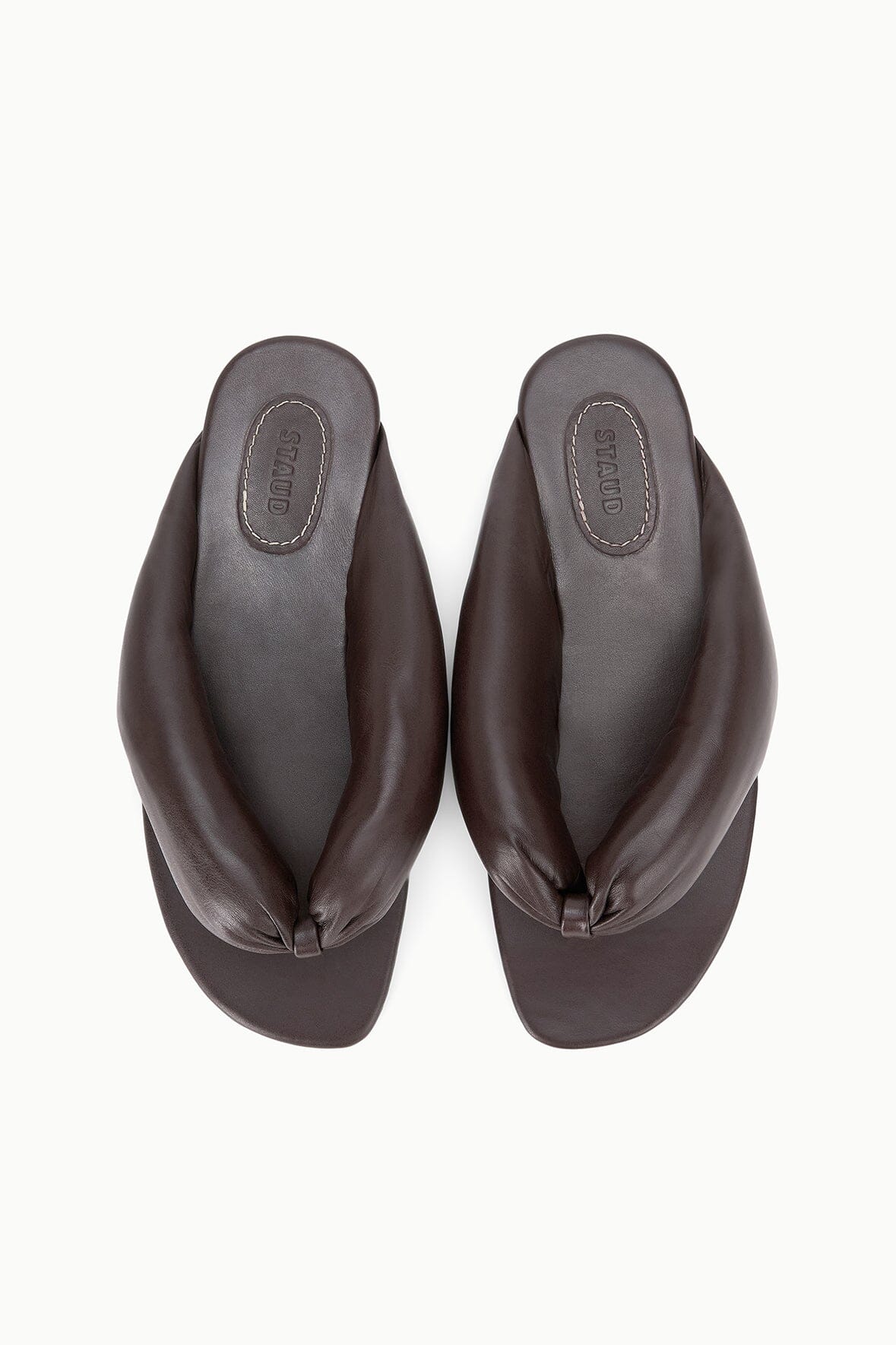 STAUD Shoes Juno Espresso Brown Puffy Leather Sandals - Staud