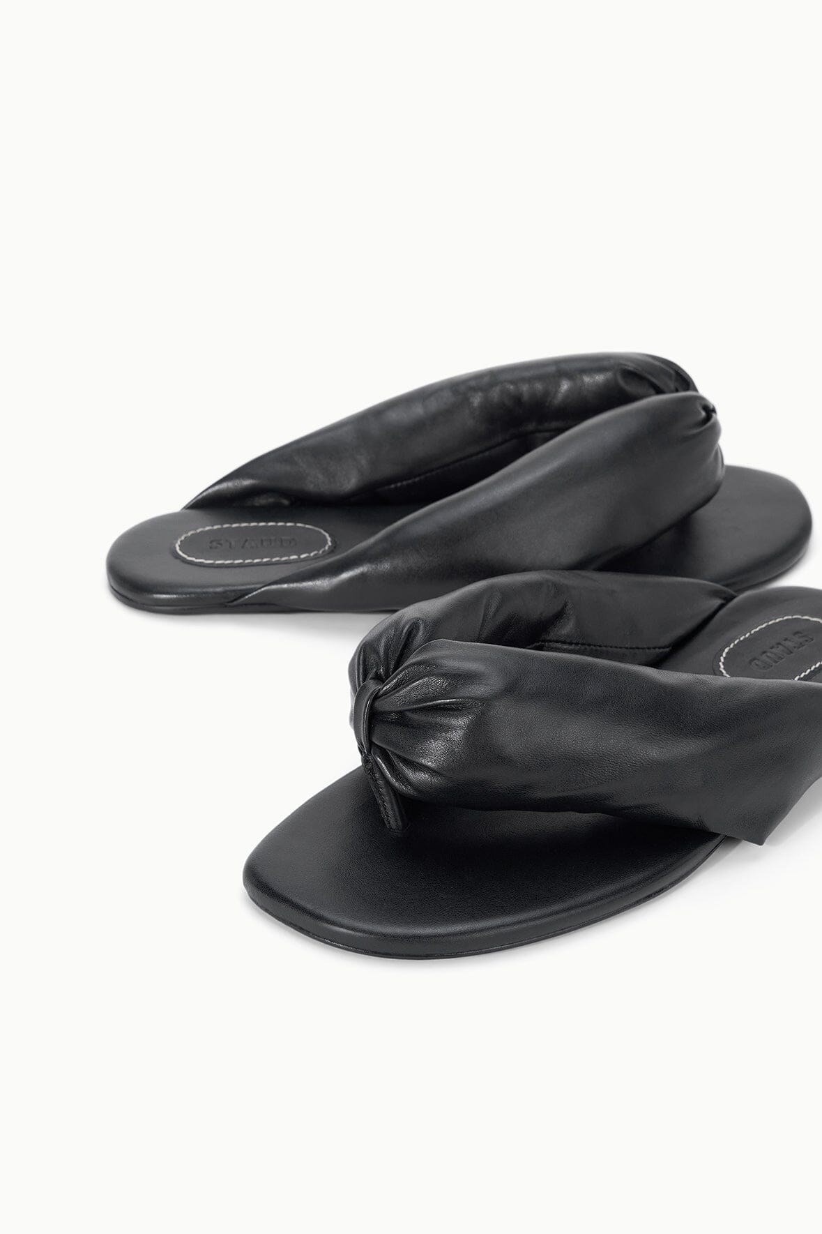 STAUD Shoes Juno Black Puffy Leather Sandals - Staud