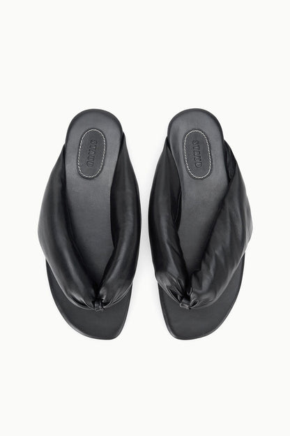 STAUD Shoes Juno Black Puffy Leather Sandals - Staud