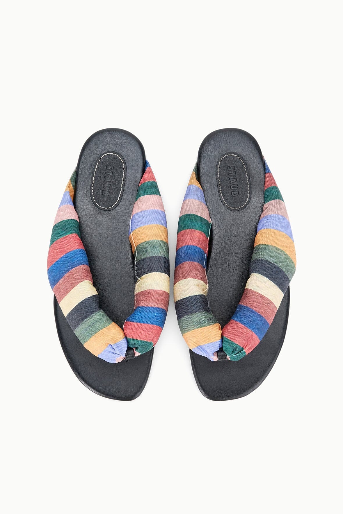 STAUD Shoes Juno Multicolor Artist Stripe Puffy Thong Sandal - Staud