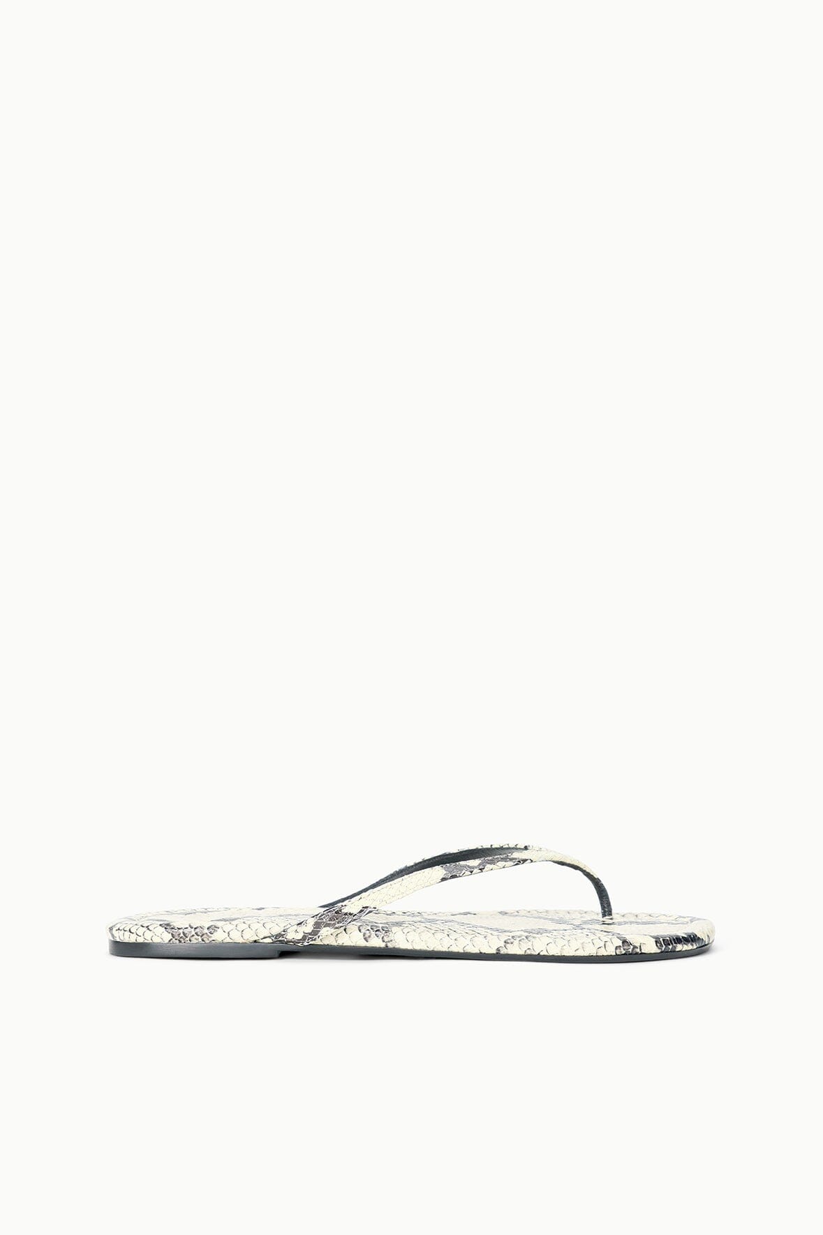 STAUD Shoes Freja Thong Sandals - White Snake Embossed Leather Style