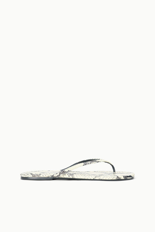 STAUD Shoes Freja Thong Sandals - White Snake Embossed Leather Style