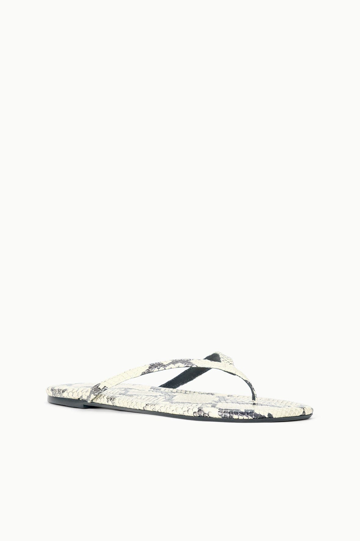 STAUD Shoes Freja Thong Sandals - White Snake Embossed Leather Style