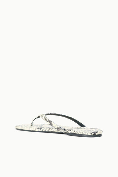 STAUD Shoes Freja Thong Sandals - White Snake Embossed Leather Style