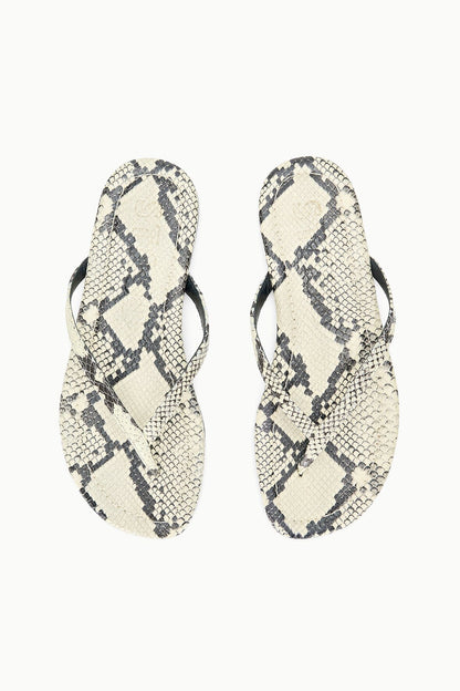 STAUD Shoes Freja Thong Sandals - White Snake Embossed Leather Style
