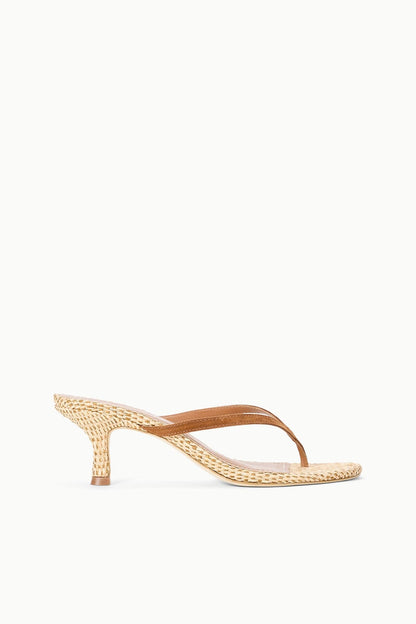 STAUD Shoes Freja Thong Kitten Heel Tabac Natural