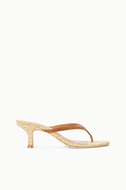 STAUD Shoes Freja Thong Kitten Heel Tabac Natural