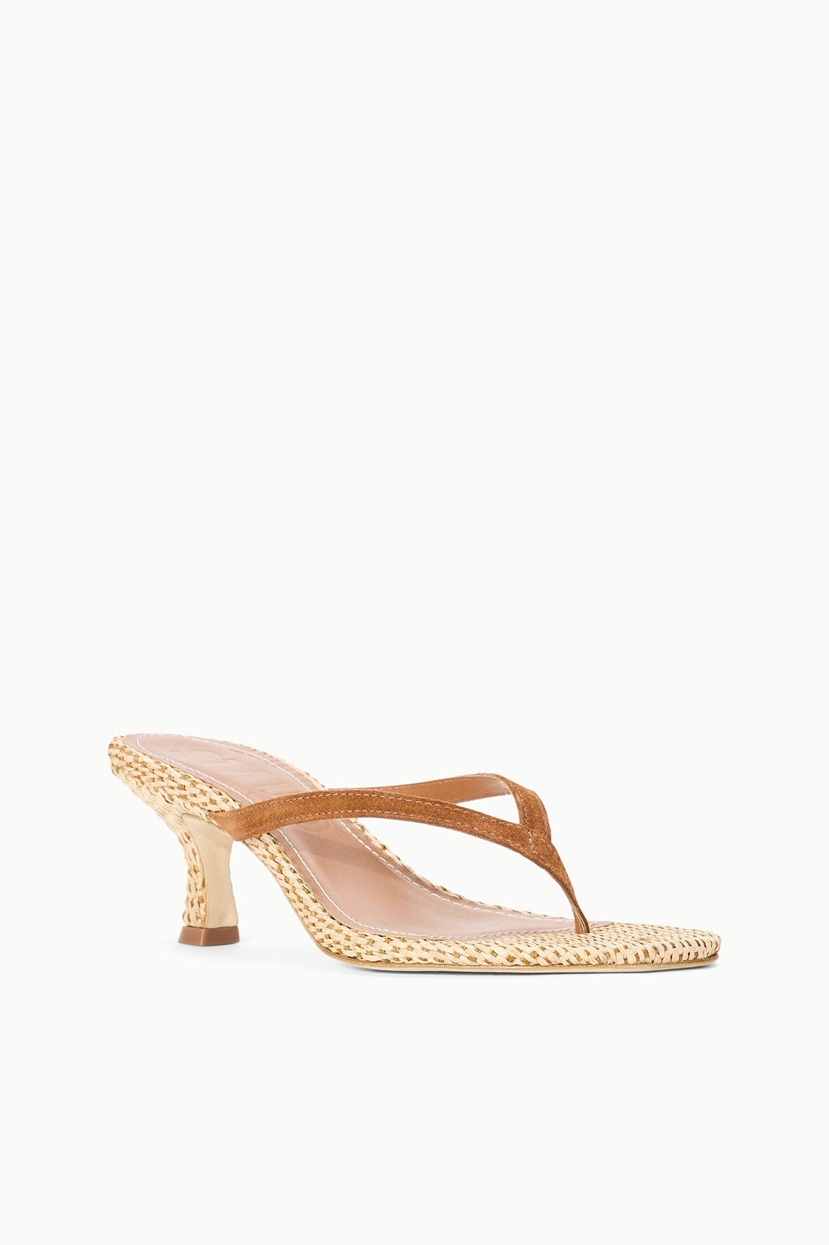 STAUD Shoes Freja Thong Kitten Heel Tabac Natural