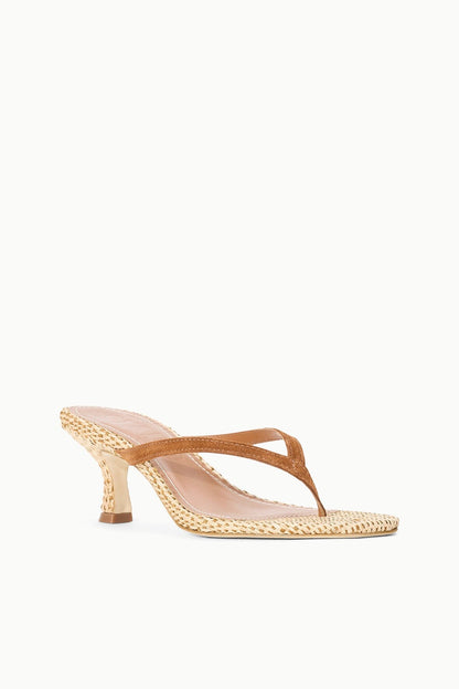 STAUD Shoes Freja Thong Kitten Heel Tabac Natural