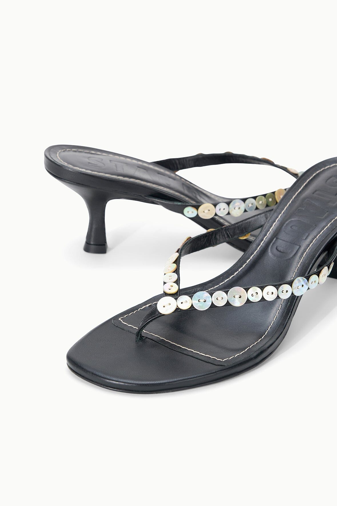 STAUD Shoes Freja Thong Kitten Heel Mother Of Pearl
