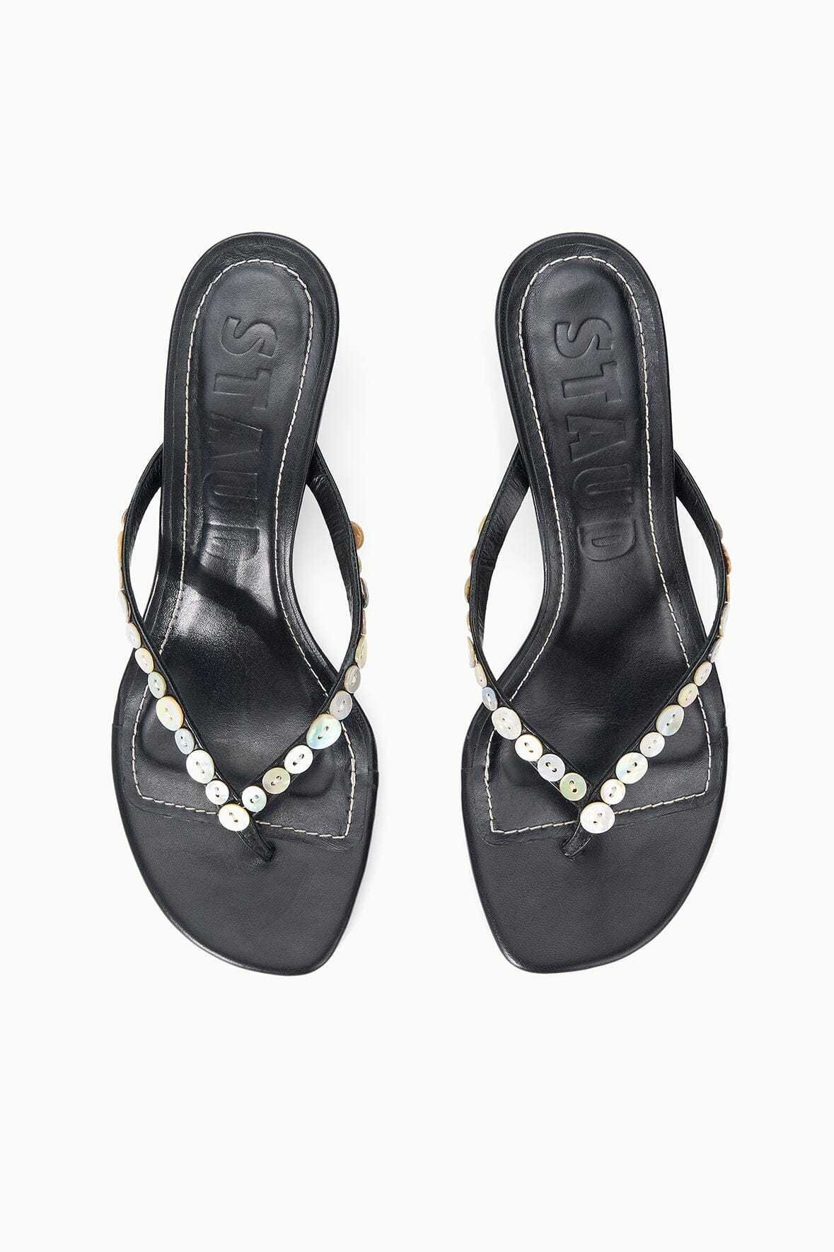 STAUD Shoes Freja Thong Kitten Heel Mother Of Pearl