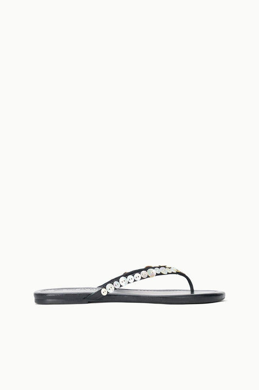 STAUD Shoes Freja Thong Leather Sandal With Mother Of Pearl Buttons