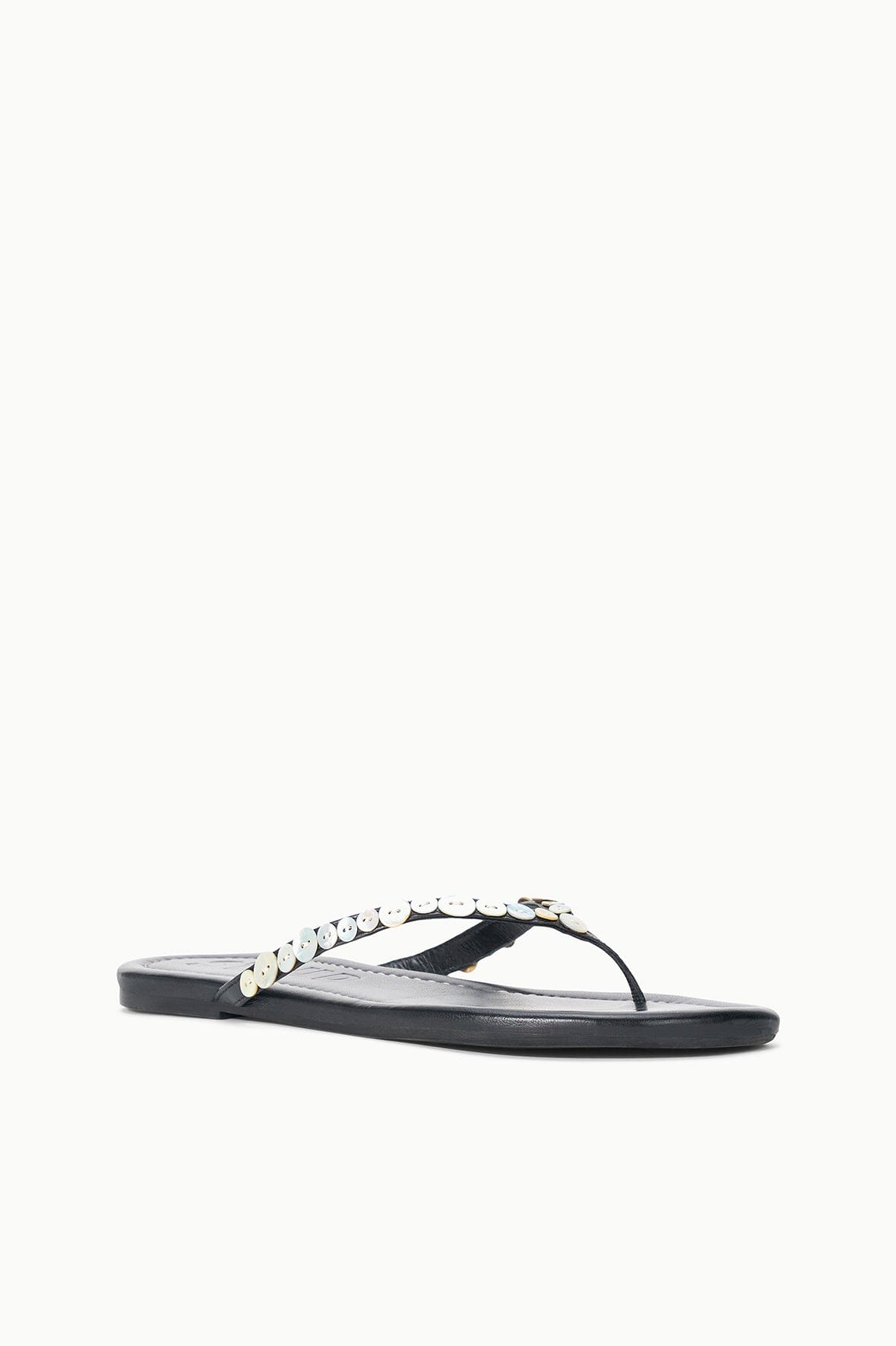 STAUD Shoes Freja Thong Leather Sandal With Mother Of Pearl Buttons