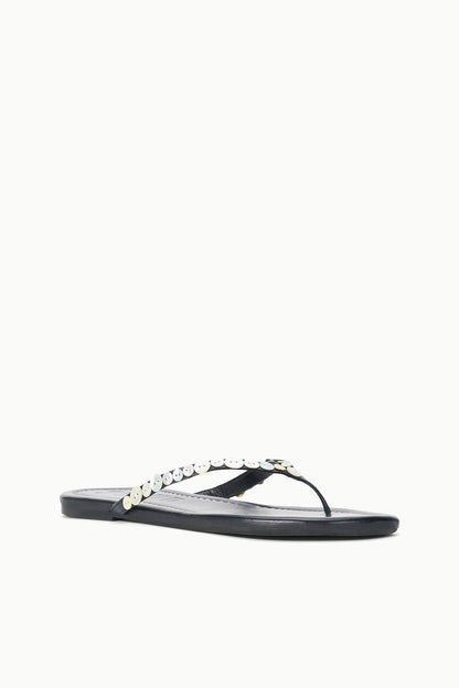 STAUD Shoes Freja Thong Leather Sandal With Mother Of Pearl Buttons