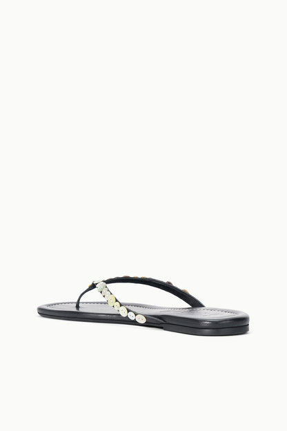 STAUD Shoes Freja Thong Leather Sandal With Mother Of Pearl Buttons
