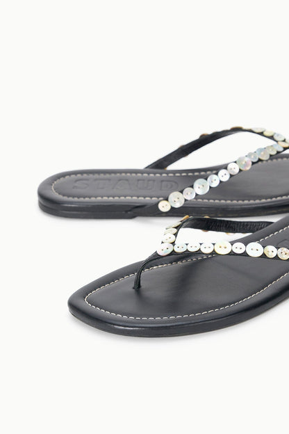 STAUD Shoes Freja Thong Leather Sandal With Mother Of Pearl Buttons