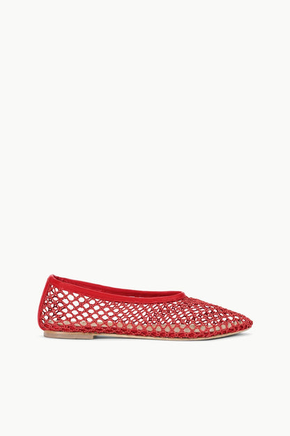 STAUD Shoes Alba Ballet Flat Red Netting