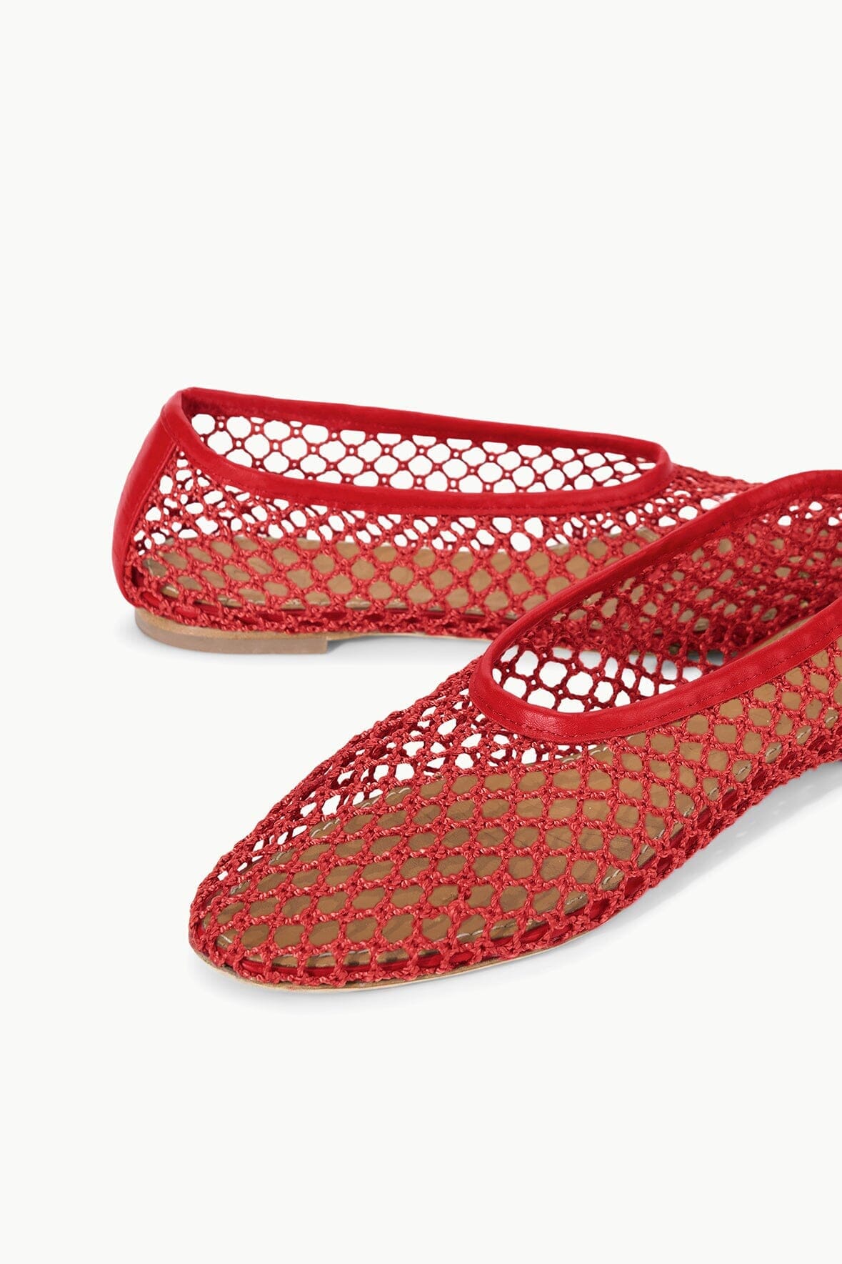 STAUD Shoes Alba Ballet Flat Red Netting