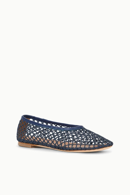 STAUD Shoes Alba Ballet Flat Navy Netting