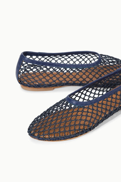 STAUD Shoes Alba Ballet Flat Navy Netting