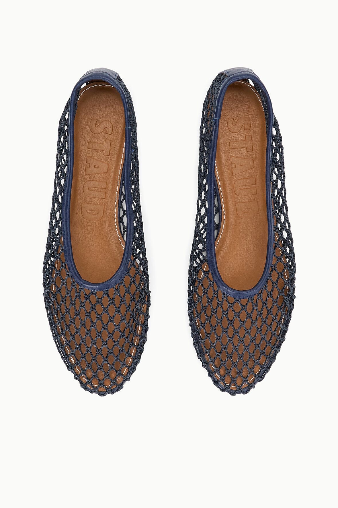 STAUD Shoes Alba Ballet Flat Navy Netting