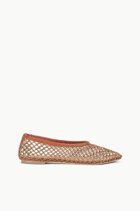 STAUD Shoes Alba Ballet Tan Netting