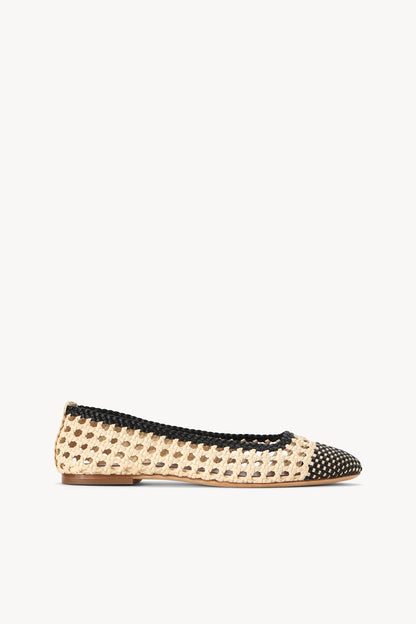 STAUD Shoes Nell Crochet Ballerina Cream Black