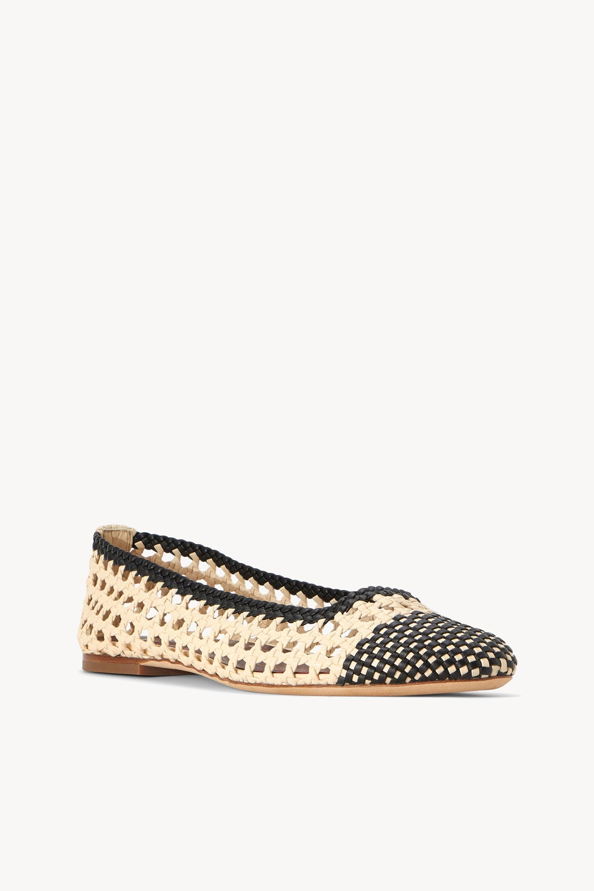 STAUD Shoes Nell Crochet Ballerina Cream Black
