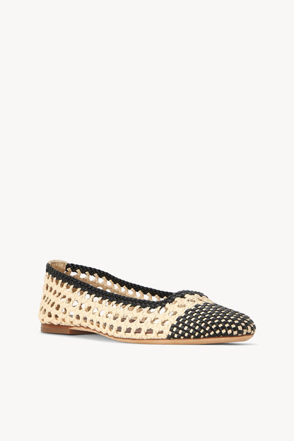 STAUD Shoes Nell Crochet Ballerina Cream Black